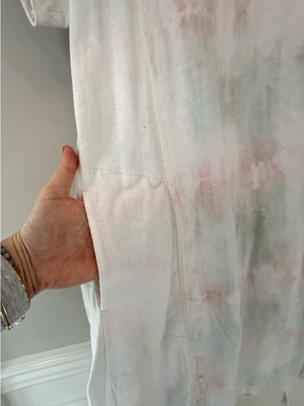 John Elliott Pastel Tie Dye T Shirt Dress Tie Waist Pink White Size S - Picture 14 of 16